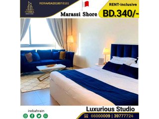 Fully furnished luxury Studio for rent in Marassi Shore - including EWA