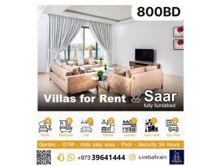 Fully Furnished High Luxury Garden Villa for rent in SAAR BD.800/-