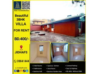 Beautiful 3 BHK Villa for Rent in Jidhafs Near highway - BD 400/-