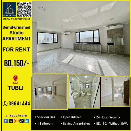 semi-furnished-new-studio-apartment-for-rent-in-tubli-bd150-big-0