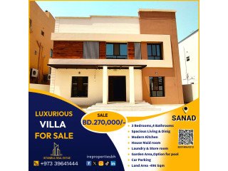 Brand New Beautiful Luxury Villa for Sale in Sanad Prime area BD.270,000/-