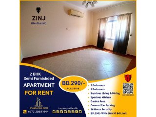 2 BHK Furnished Apartment For rent in Zinj-Bu ghazal BD.290/- With EWA