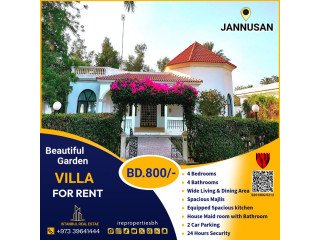 4 BHK Beautiful Garden Villa for Rent in Jannusan - BD 800/-