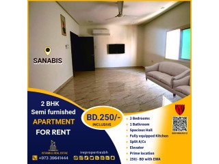 2 BHK Semi furnished Apartment for Rent in Sanabis BD.250/-