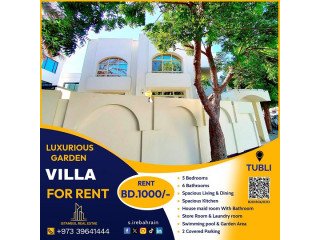 Semi furnished 5 BHK LuxuryVilla for rent in Tubli BD.1000/-